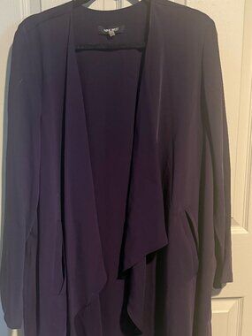 💜 Nine West Deep Plum Draped Open-Front Duster Cardigan 💜